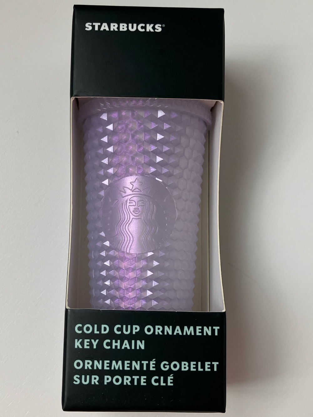 Starbucks Iridescent Lavender Studded Cold Cup Ornament Keychain BNIB